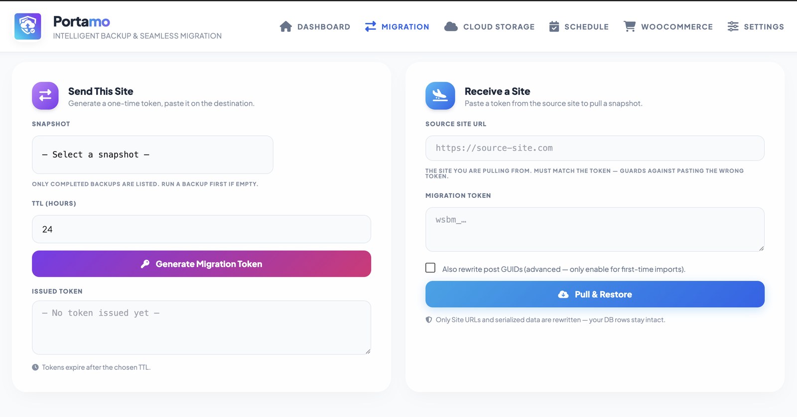 Portamo Backup &mdash; Migration