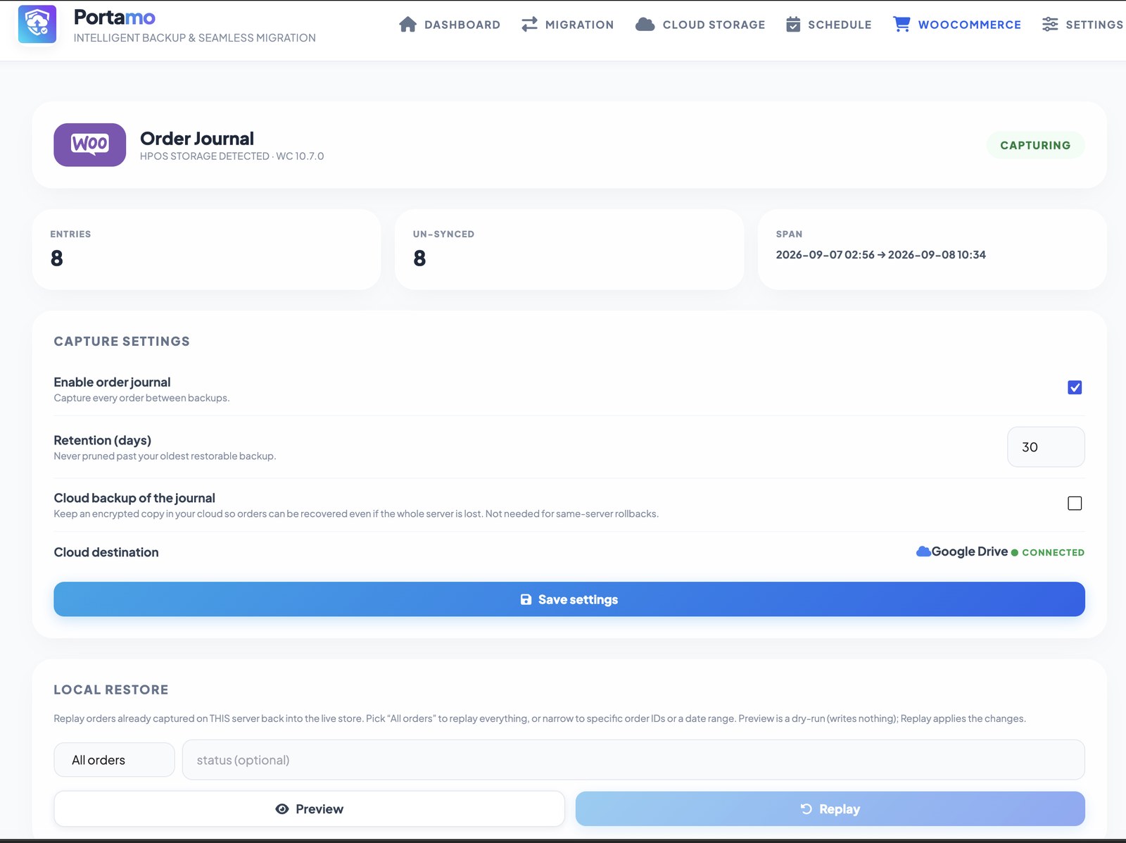 Portamo Backup &mdash; Order Safe Sync
